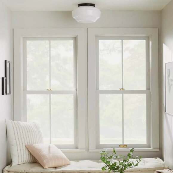 Milk glass flush mount ceiling light black finish - hearth & hand with magnolia - Picture 3 of 4